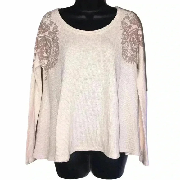 We The Free Waffle Knit Printed Top Size S - Picture 2 of 6